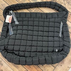 FREE PEOPLE Black Quilted Tote Bag